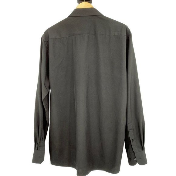 Mens Jones NY Signature XL Jet Black Stretch Dress Shirt 2333 EUC Neck 17-17.5 - Picture 3 of 8